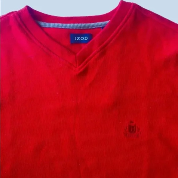 Izod Men’s V Neck Ribbed Sweater XL Red Cotton Blend - Picture 3 of 12